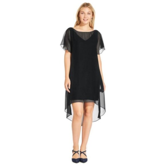 **Adrianna Papell** Women’s Chiffon Overlay Short Dress(Black) Small NWT - Picture 1 of 4